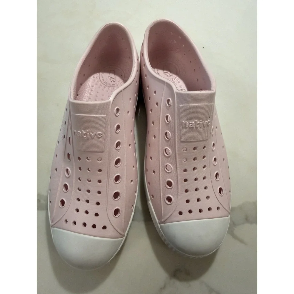 Native Jefferson Kid's Slip-On Shoe/Sneaker - Milk Pink/Shell White, Size: J3